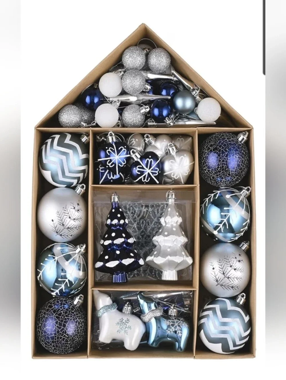 Blue & Silver Shatterproof Holiday Ornament Gift Set